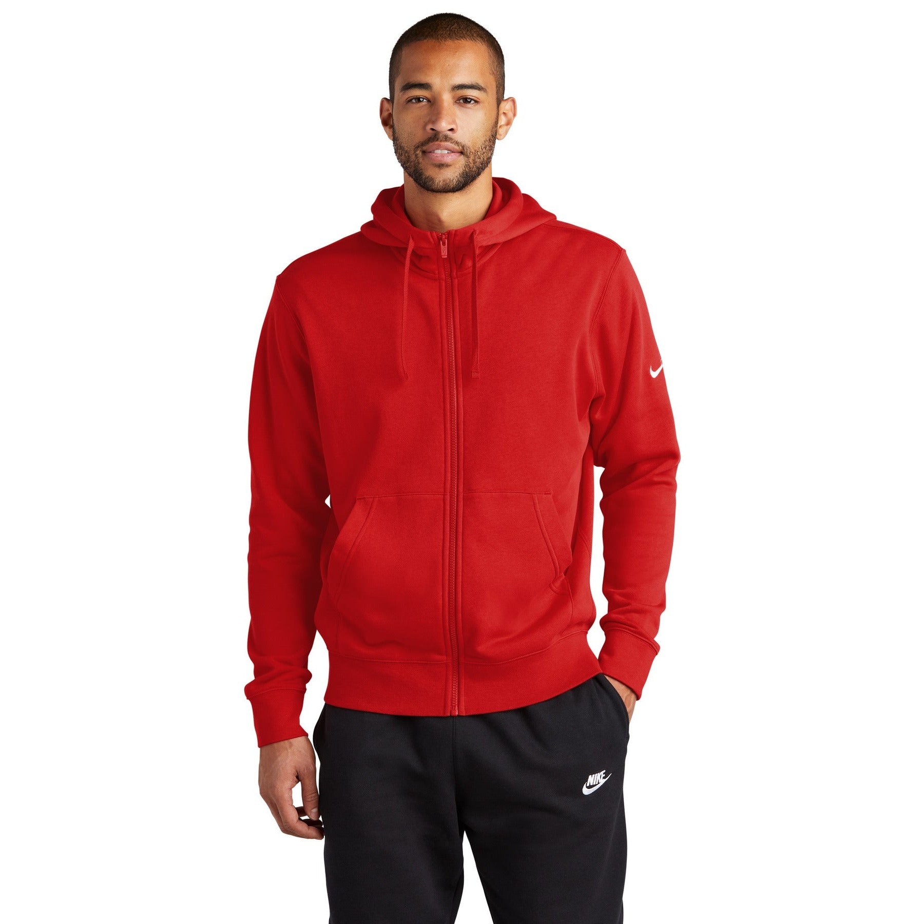 Nike-Nike Club Fleece Sleeve Swoosh Full-Zip Hoodie NKDR1513-MedTech-5
